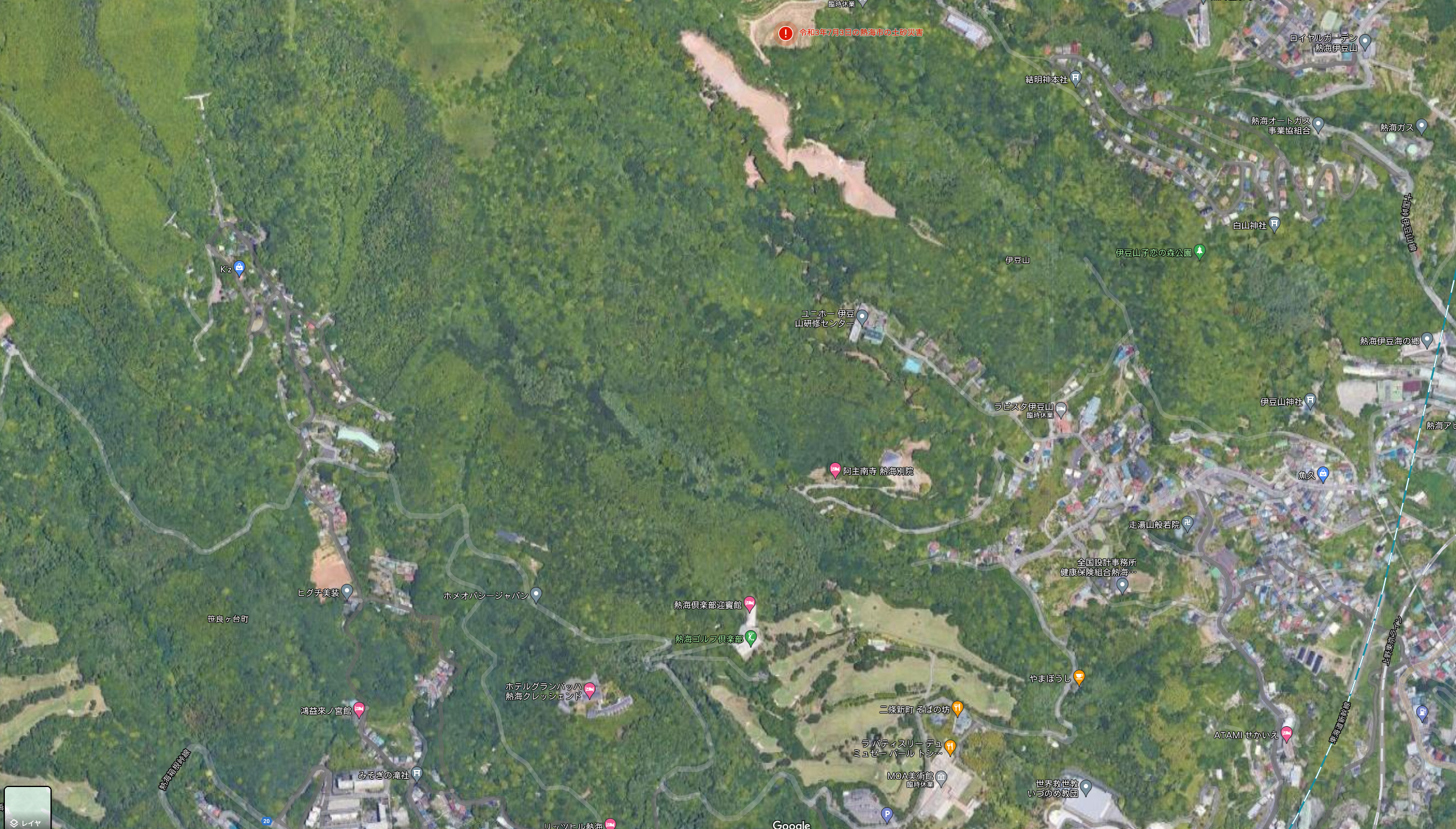 熱海土石流災害 開発途中の様子がGoogle Mapに鮮明に